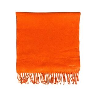 Hermes Cashmere Bright Orange Fringe Scarf